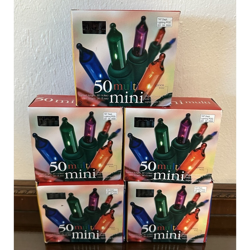 5‎ 50ct Mini Christmas Multi Color Lights Set End To End Target Green Wire